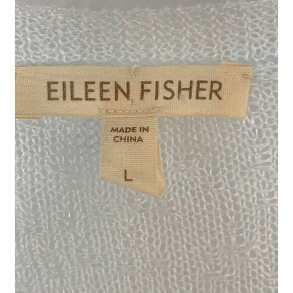 EILEEN FISHER Green Linen Sheer Cap Sleeve Cardigan Sweater Size L RA10139 EUC - Picture 3 of 10